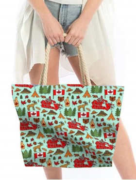 Canvas Canada Maple Leaf Print Shoulder Tote